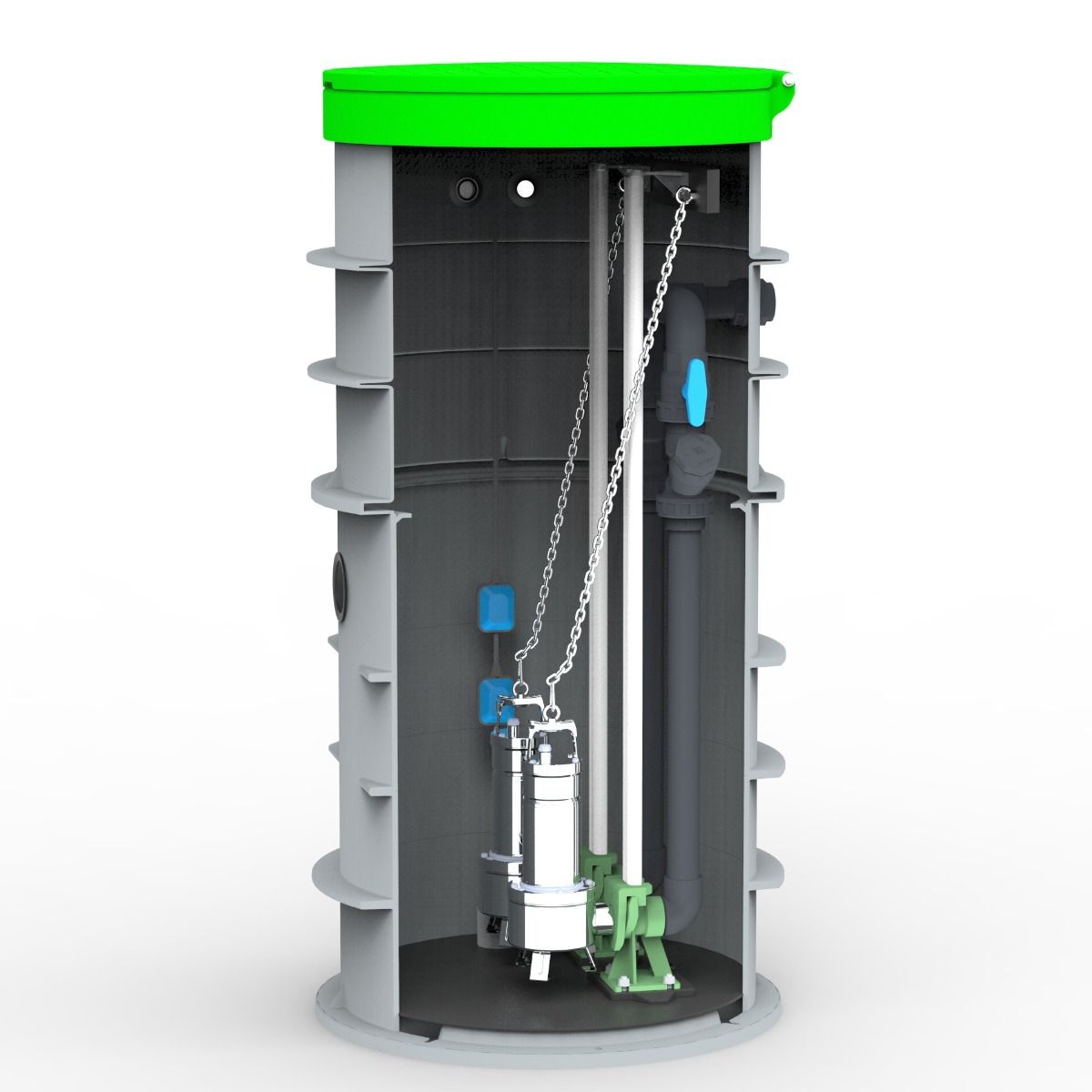 Prepumpna stanica Roto RoPump Փ800x1800 – 2x DAB FEKA VS 1000 s vodilicama - slika 1